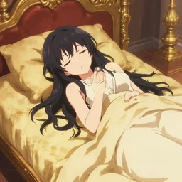( final draft ) anime girl resting on sultans bed.