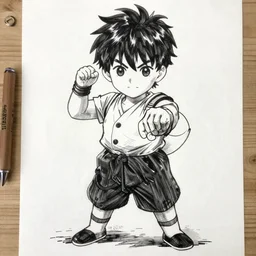 go nagai ishikawa ken style manga hero boy detailed ink drawing hd key visual official media