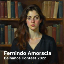 a painting of a woman standing in front of a bookshelf, a character portrait by fernando amorsolo, behance contest winner, concept art, by greg rutkowski