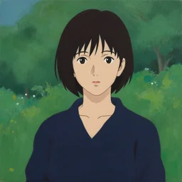 a portrait painting of a character in a scenic environment, matte texture by nobuhiko obayashi