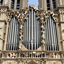 pipe organ made of bones inside notre dame