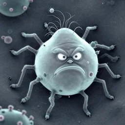 a very angry microbe named jaume, scanning electron microscope