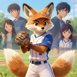 beautiful portrait of a female anthropomorphic coyote fursona baseball player. character design by disney, charlie bowater, ross tran, artgerm, and makoto shinkai, detailed, soft lighting, rendered in octane