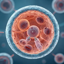 the inner workings of a human cell, high resolution photograph