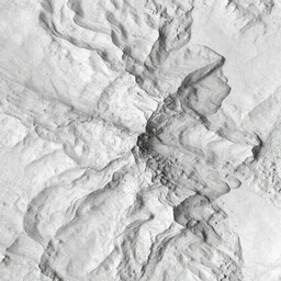 A 2D greyscale heightmap of terrain