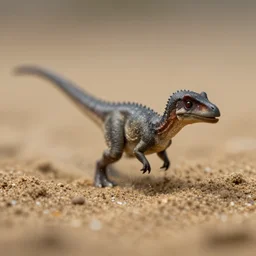 macro photo by national geographic of a tiny dinosaur emerging from sand, motion blur, tiny gaussian blur, insanely detailed, insanely intricate, depth of field, low contrast, wide aperture, action photography