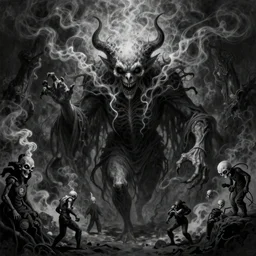 Sinister manifestation of Insomnia Demon, ghoul, spirit ghost. Smoke, silk, teeth. by Zdzisław Beksiński, Dariusz Zawadzki, Mariusz Lewandowski, Tom Bagshaw, Aeron Alfrey, Bernie Wrightson, Daarken, Boris Groh, Tsutomu Nihei and Erik Johansson