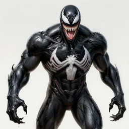 Mr. Bean Mecha exposed to the symbiote and became Venom. concept art,high detailed,fine art,trending on Artstation, smooth draw,Sharp focus.