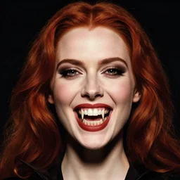 style of tintoretto : : gorgeous vampire amy adams : : sharp teeth fangs, open mouth sneer : : symmetrical face, symmetrical eyes : : gorgeous red hair : : magic lighting, low spacial lighting : :