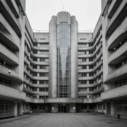 brutalism architecture photography, central animal laboratories, design by gerd hanska, dystopia future