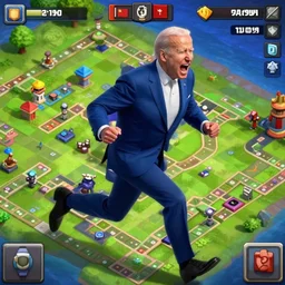 joe biden screaming and running on the clash royale map.