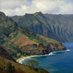 kauai - napali coast, hawaii, landscape painting, renaissance, by zdzisław beksinski,