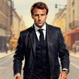 emmanuel macron as rambo art