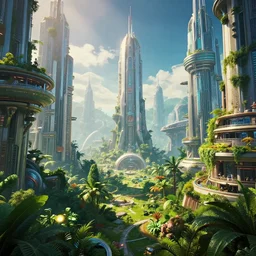a film still from elysium by james paick - a lush modern architectural city, vibrant, 5 0 mm lens, video game environment design, behance hd, studio, daytime, dramatic lighting, cinematic, global illumination, deviant art, trending on artstation, bloom 4 k