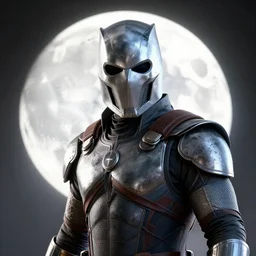 still photo of moon knight, highly detailed, photorealistic portrait, bright studio setting, dramatic lighting, crisp quality and light reflections, unreal engine 5 quality render