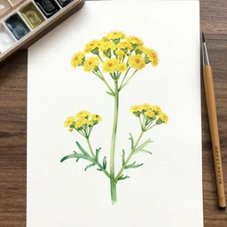 plant tansy drawing watercolor