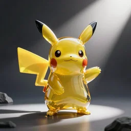 a glass statue of pikachu