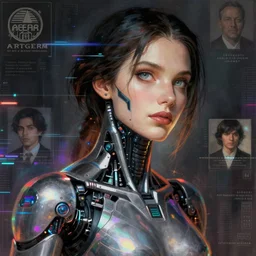 the woman of my dreams is a cyborg assassin supermodel : : illustrated by artgerm, karol bak, greg rutkowski, yoji shinkawa : : cyberpunk, holographic, glitchcore, ghost in the shell, digital art, illustration, concept art, character design, weta, wlop, artstation