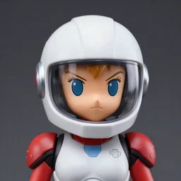 helmet portrait of a figurine of samus aran's varia suit from the sci - fi nintendo videogame metroid. glossy. red round helmet, orange shoulder pads, green visor. shallow depth of field. suit of armor.