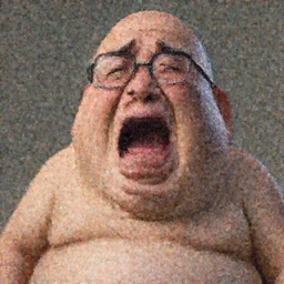 a man with big open mouth, glasses, virgin, has big belly, high detailed, realistic, crying, 4k, balding