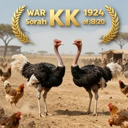 the war of 1920 between the ostrich and the chicken army, 4k photography award winning,