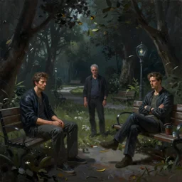 park, cyberpunk, oil painting, darkness, paint texture, digital painting, highly detailed, artstation, sharp focus, illustration, concept art, ruan jia, charlie bowater, tom bagshaw, norman rockwell