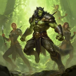 epic professional digital art of male orc wolf druid in superhero landing pose, chartreuse ambient light, painted, heroic, mythic, detailed, intricate, leesha hannigan, wayne haag, reyna rochin, ignacio fernandez rios, best on artstation, cgsociety, epic, stunning, gorgeous, much wow, cinematic