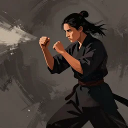 vector image of a female ready to fight, dark figure, brushstrokes, by ismail inceoglu, extremely detailed, 8 k