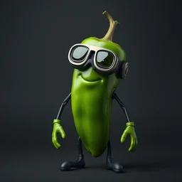 a jalapeno pepper with human arms and legs and wearing pilot's googles, octane render, 4 k, hd