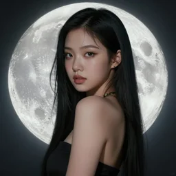 jossi of blackpink, goddess of the moon, highly detailed, digital painting, smooth, sharp focus, illustration, ultra realistic, 8 k, art by artgerm and alphonse mucha