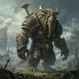 highly detailed elden ring portrait photo of a huge mumakil - furbolg in a scenic dystopian environment, hyperrealistic illustration by william didier - pouget