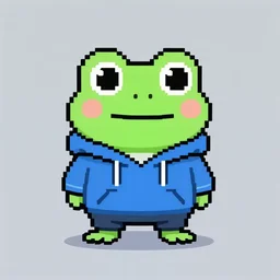 pixel art of a frog wearing a hoodie. nft art. 8 - but pixel retro cute nft art.