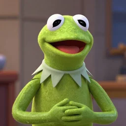 A still of Kermit the frog from  the movie Toy Story 4 (2019), digital art