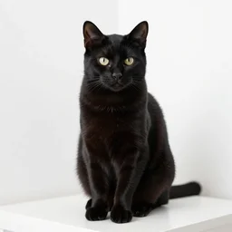 national geographic photograph of a sleek black cat sitting in a white room