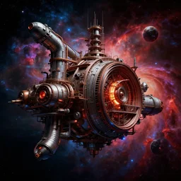 rich colors, high contrast dark hyperreal deep space dock mining platform with massive piping inspired by nuclear reactor core, submarine, star citizen, oblivion, the expanse, mandelbulb, artistic composition, high tech industrial, dramatic nebula sky, volumetric lighting