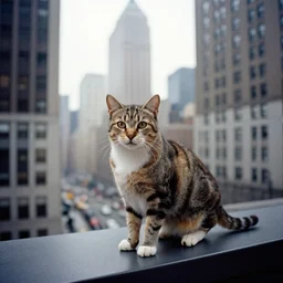 a cat standing in new york's building, photorealistic, 2 0 0 m lens, 1 9 6 5 award winning photography, national geographic photography, kodak 4 0 0