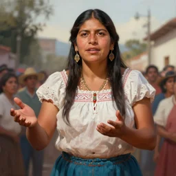 epic portrait of tall muscular rigoberta menchu explaining, open friendly, guatemla, crowd for background, detailed, digital painting, artstation, concept art, donato giancola, joseph christian leyendecker, wlop, boris vallejo, breathtaking, high details, extremely detailed, sincere face, establishing shot, artistic, hyper realistic, beautiful face, octane render