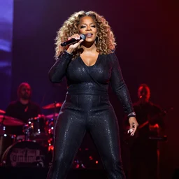 publicity photo still of oprah winfrey touring with electric wizard live on stage, 8 k, live concert lighting, mid shot