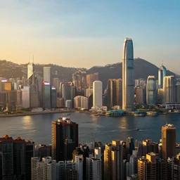 Photo of Hong Kong Skyline in Fallout 4 Style, 8K, high quality, very detailed