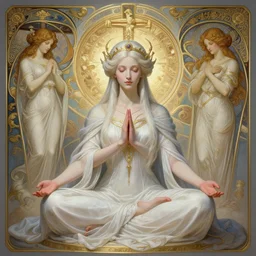 a full body portrait of a beautiful ethereal delicate arborial mage queen meditative sacral pose catholic stages of the cross, intricate, elegant, highly detailed, digital painting, artstation, concept art, smooth, sharp focus, illustration, art by krenz cushart and artem demura and alphonse mucha
