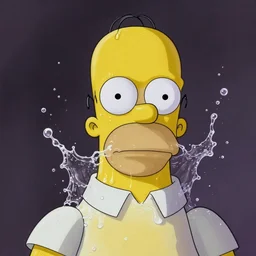 homer simpson | splashed in the face with water