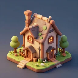isometric 3 d fantasy cute house, smoth 3 d illustration, cinematic matte painting, soft render, servando lupini, handpaint texture, blender, 3 dcoat