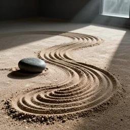 A beautiful zen sand illustration in the style of kandinsky and zdzlaw bekinski
