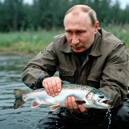 7 0 s movie still of putin catching a salmon with his hands, cinestill 8 0 0 t _ 3 5 mm eastmancolor, heavy grain, high quality, high detail