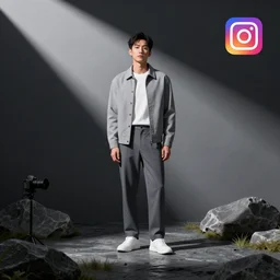 instagram influencer posing for camera, octane render