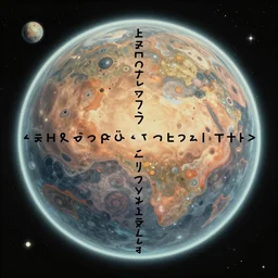 a pictogram describing space found on an alien planet written in alien language