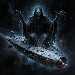 yog sothoth devouring a spaceship, concept art, scary, cosmic horror, lovecraftian, deep space