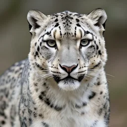 portrait of a furry female anthropomorphic snow leopard, detailed digital art
