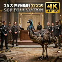 photograph of the SCP Foundation on Time council, attacked by an carnivorous emu, highly detailed photography, award winning, 4K HD