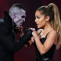 photo of arianna grande fighting a vampire
